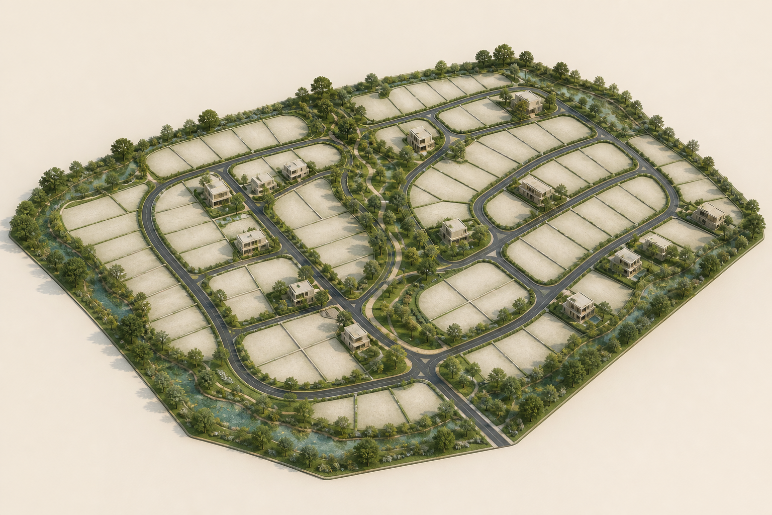 Generic oblique three-dimensional planning concept for plots and independent villas